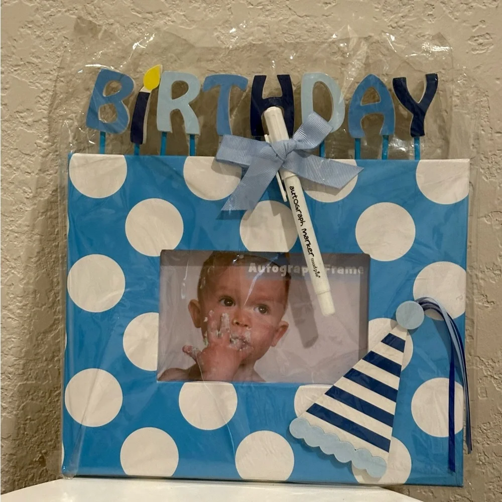 Mud Pie Birthday Boy Autograph Picture Frame NWT